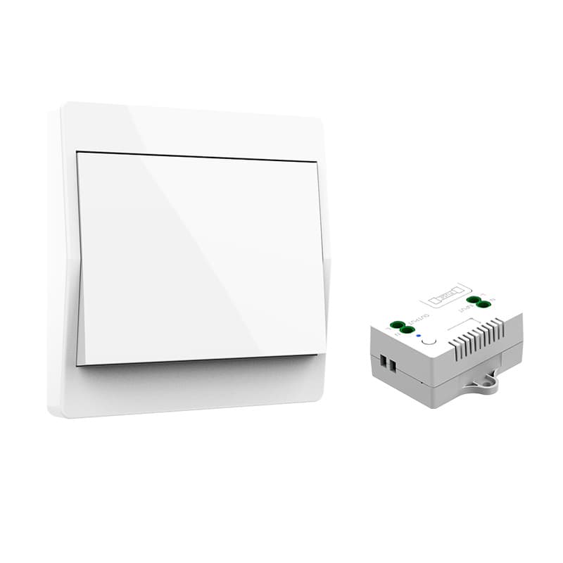 1 Wireless Switch Kit, Battery-Free Easy Installation Radio-Controlled Home Lighting Self-Sufficient, White, 1 receiver + 1 single-gang switch - Image 1