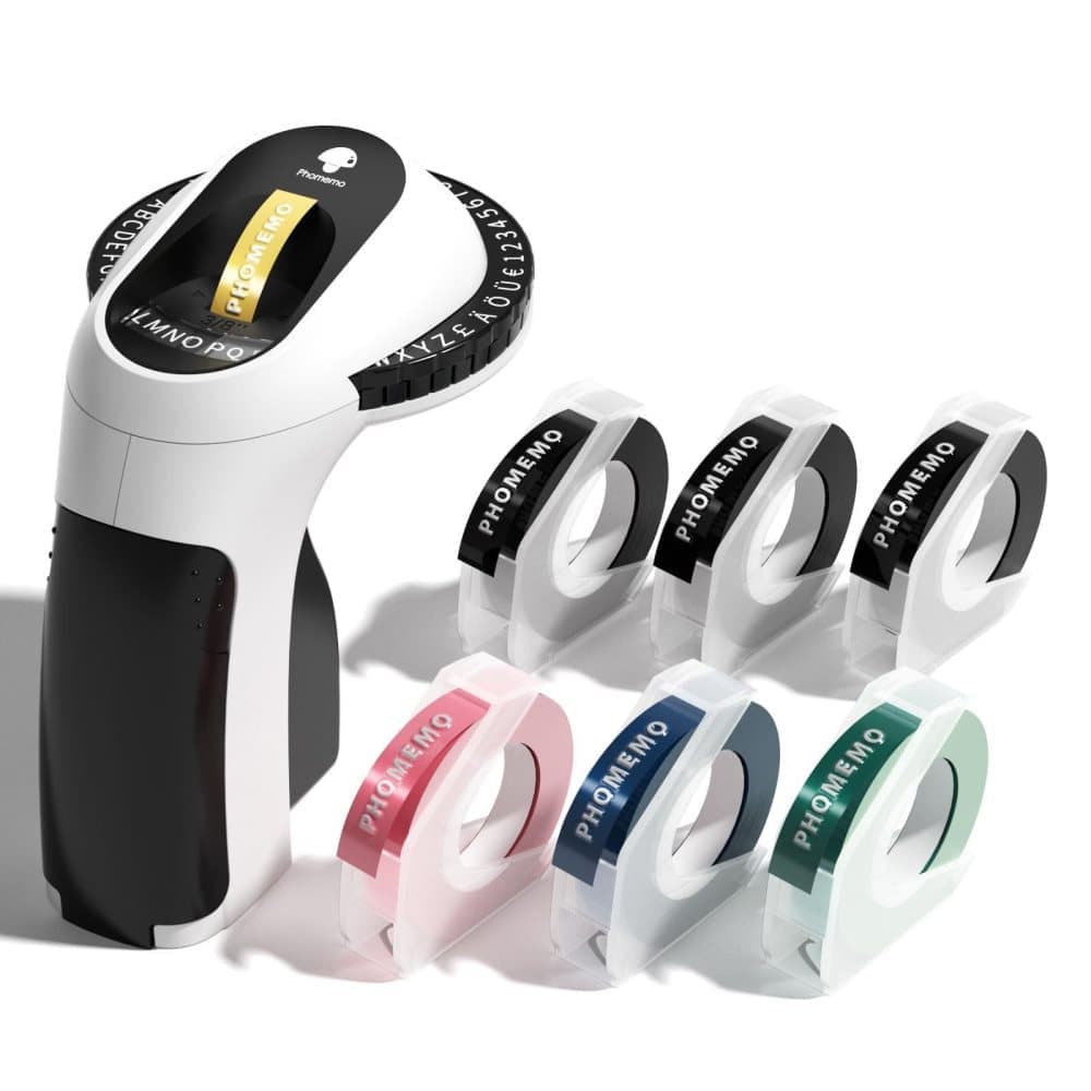 6 Rolls 3D Portable Label Printer for Home, Black, with Label Tape, Easy to Use - Image 1