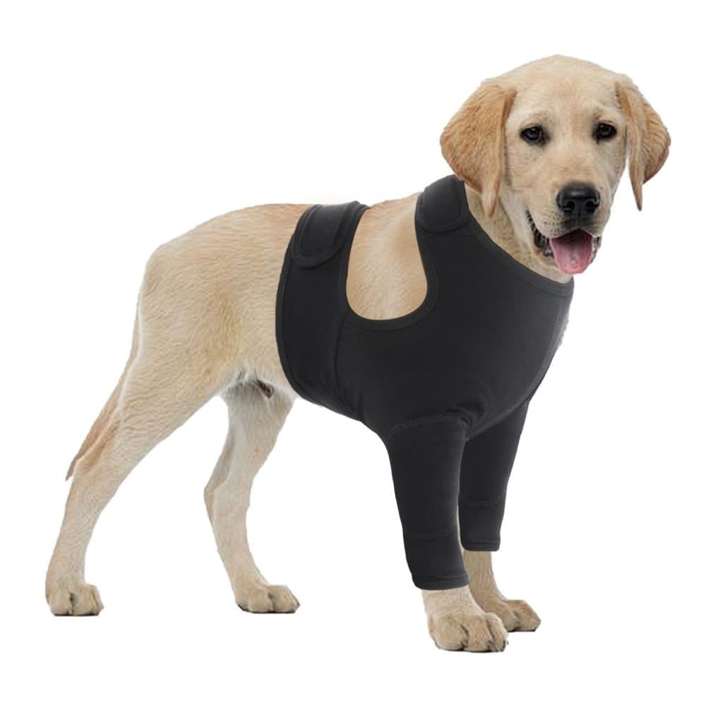 Dog Elbow Protector Breathable Elastic Post-Surgery Foreleg Protection Against Licking and Biting, S, Black - Image 1