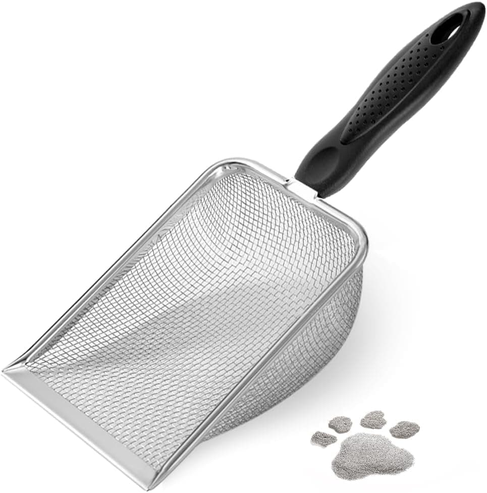 Stainless Steel Cat Litter Scoop, Durable and Easy to Clean with Mesh Design, Compatible with All Cat Litter Boxes, 3.8MM - Image 1