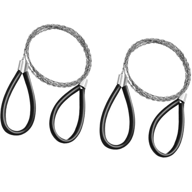 2 pcs Stainless Steel Wire Saw for Camping Hiking Emergencies, Cuts PVC Wood Plastic, Lightweight Durable, Black - Image 1
