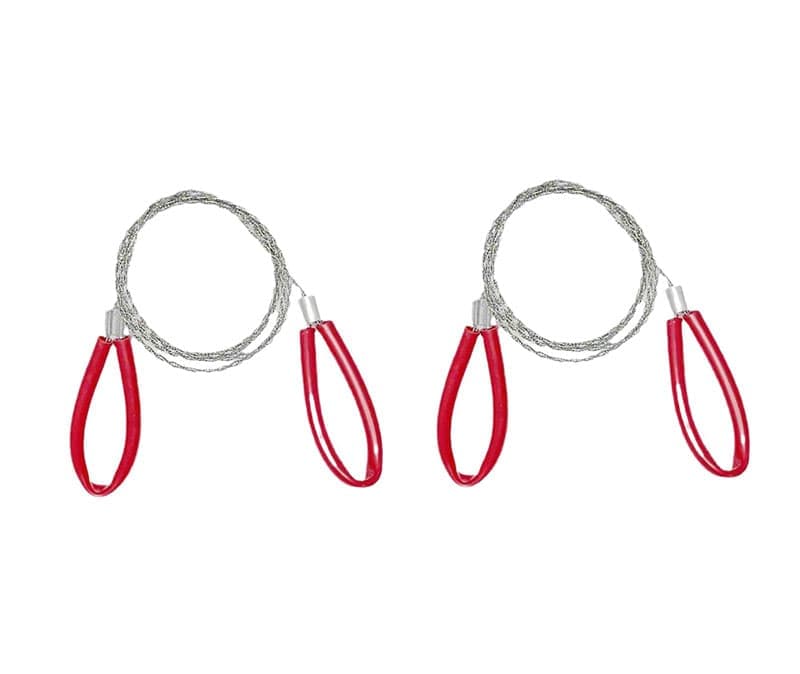 2 pcs Stainless Steel Wire Saw for Camping Hiking Emergencies, Cuts PVC Wood Plastic, Lightweight Durable, Red - Image 1