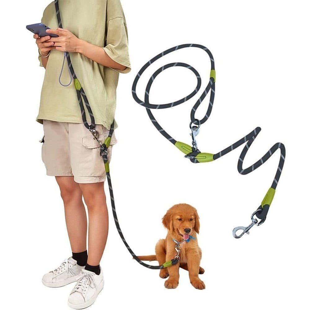 Reflective Hands-Free Dog Leash with Shoulder Strap for Jogging, Compatible with Small and Medium Dogs, Black - Image 1