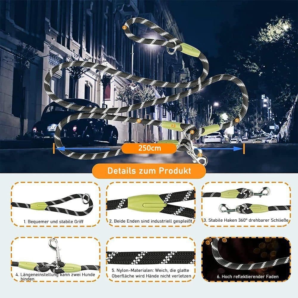 Reflective Hands-Free Dog Leash with Shoulder Strap for Jogging, Compatible with Small and Medium Dogs, Black - Image 2