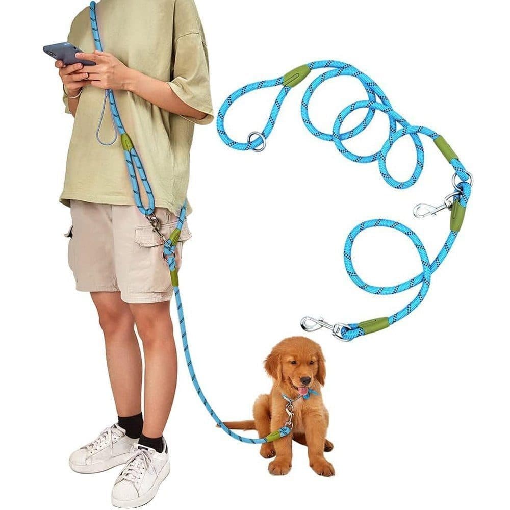 Reflective Hands-Free Dog Leash with Shoulder Strap for Jogging, Compatible with Small and Medium Dogs, Blue, 1 Pack - Image 1