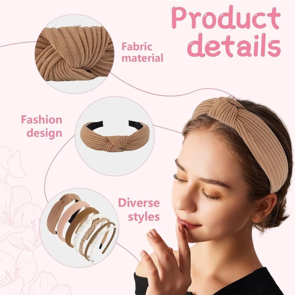7-Pack Women's Hair Accessories, Elegant Pearl Headbands & Scrunchies - Image 2