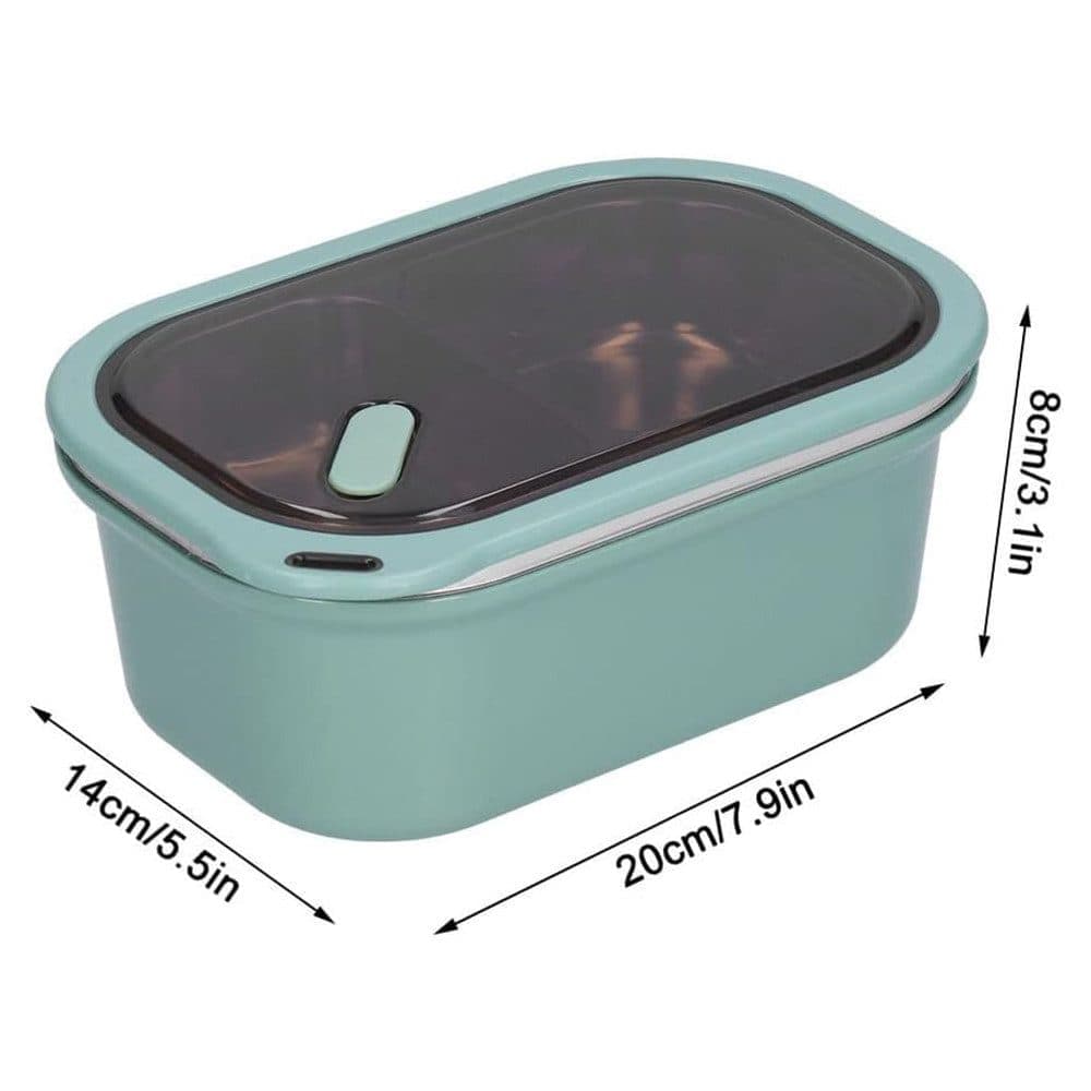Stainless steel lunch box 1200ml with spoon, double layer 2 compartments leak-proof, 304 stainless steel, Green - Image 4
