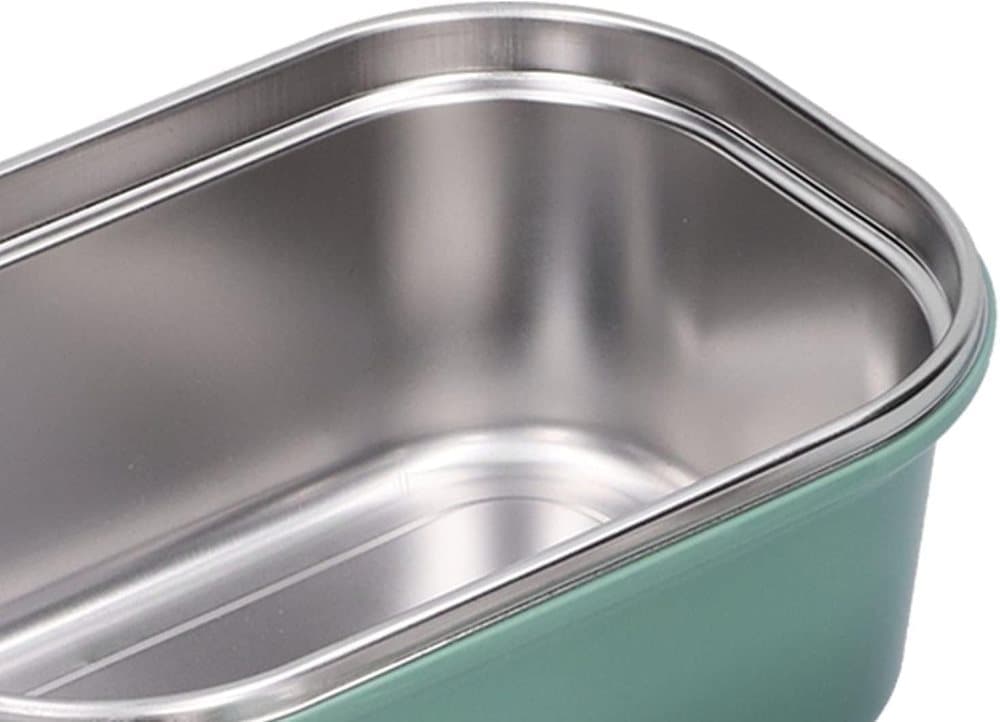 Stainless steel lunch box 1200ml with spoon, double layer 2 compartments leak-proof, 304 stainless steel, Green - Image 6