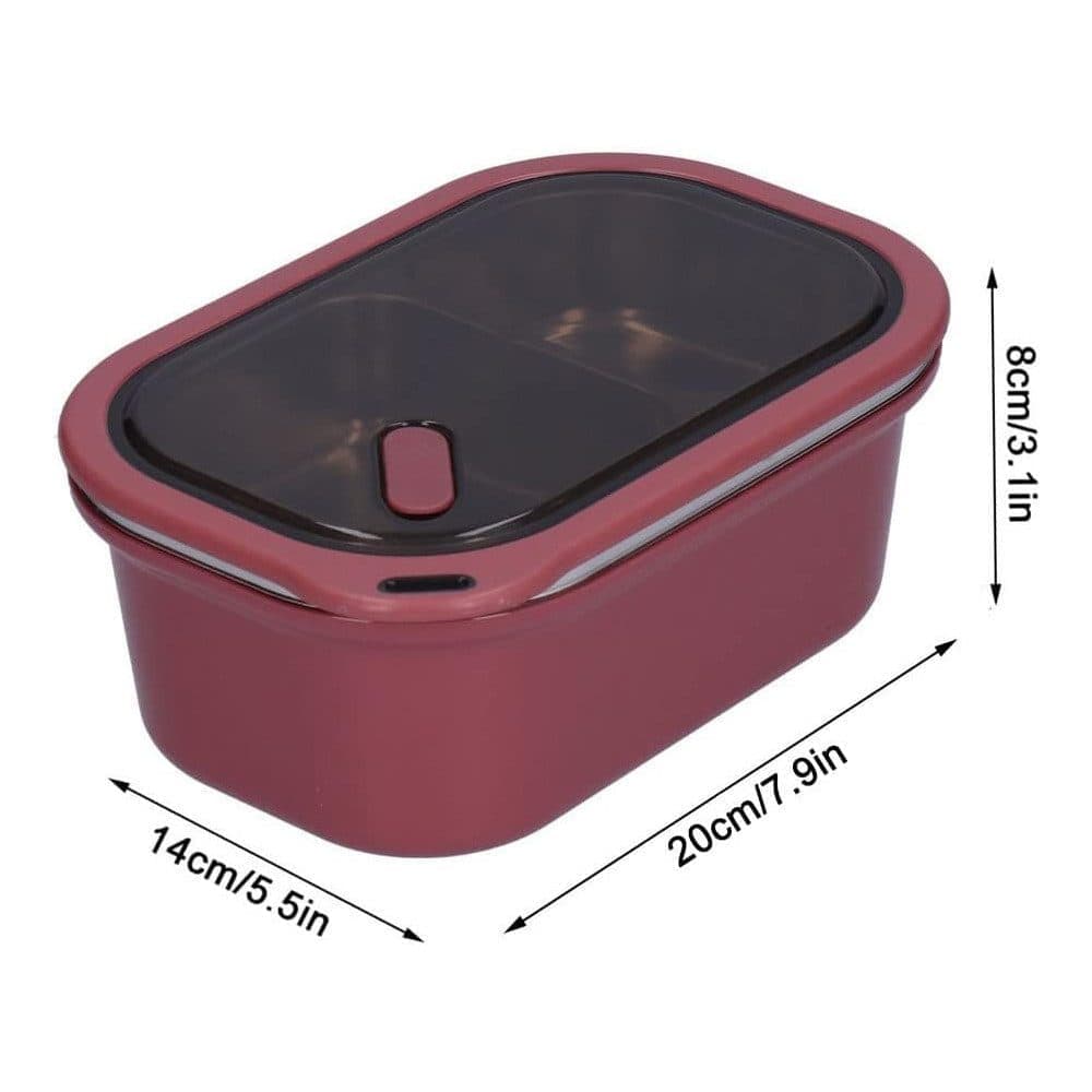1200ml 2 Compartments Leak-Proof Stainless Steel Lunch Box with Spoon, 304 Stainless Steel, RED - Image 4