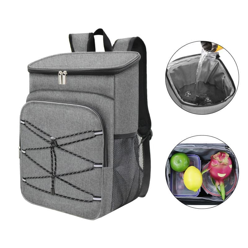 Insulated Backpack Cooler Bag Large Capacity Waterproof for Picnic Camping Lunch Grill, Gray - Image 1