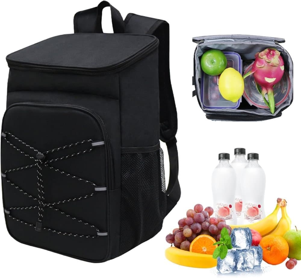 40L Insulated Backpack Cooler Bag Waterproof for Picnic Camping Travel Lunch Grill, Black - Image 1