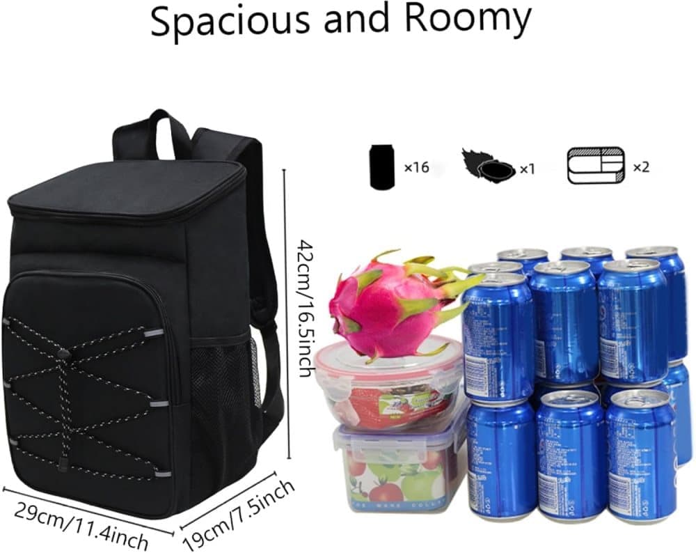 40L Insulated Backpack Cooler Bag Waterproof for Picnic Camping Travel Lunch Grill, Black - Image 6