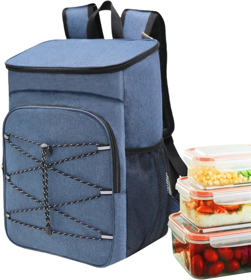 Large Capacity Insulated Backpack Cooler Bag Waterproof for Picnic Camping Lunch Grill, Dark Blue - Image 1