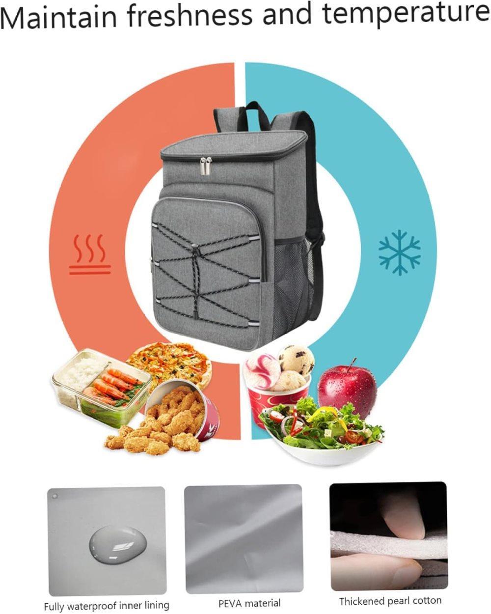 Large Capacity Insulated Backpack Cooler Bag Waterproof for Picnic Camping Lunch Grill, Dark Blue - Image 4