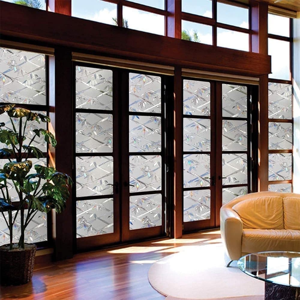 Stained Glass Effect 3D Plant Motif Window Film, Decorative Privacy Window Decal - Image 3