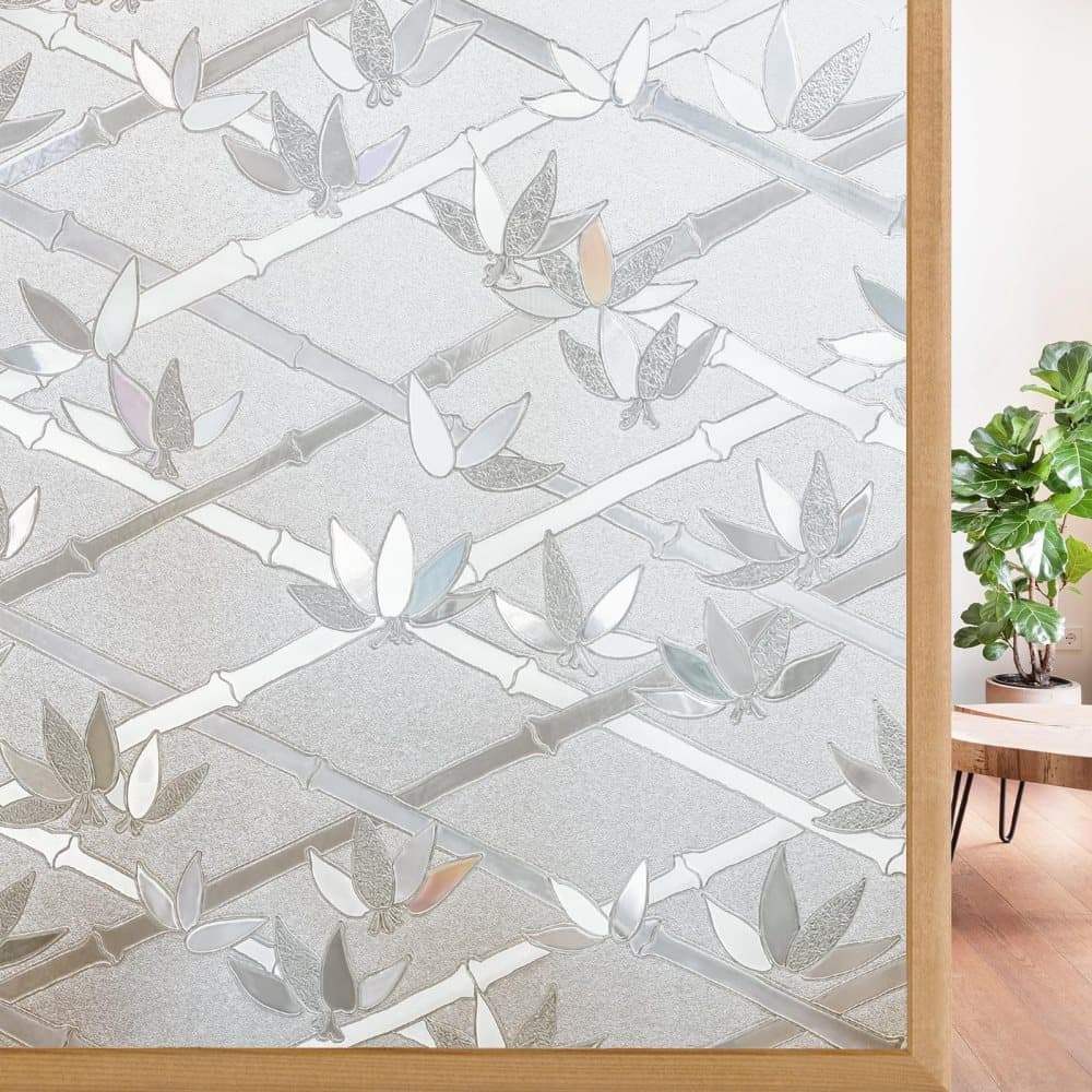 Stained Glass Effect 3D Plant Motif Window Film, Decorative Privacy Window Decal - Image 6