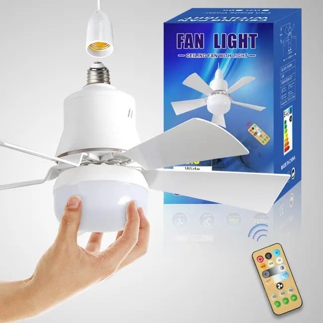 52 Inch LED Ceiling Fan with Remote Control, 3 Speeds and 3 Light Colors, E27 Bulb Compatible, White - Image 1