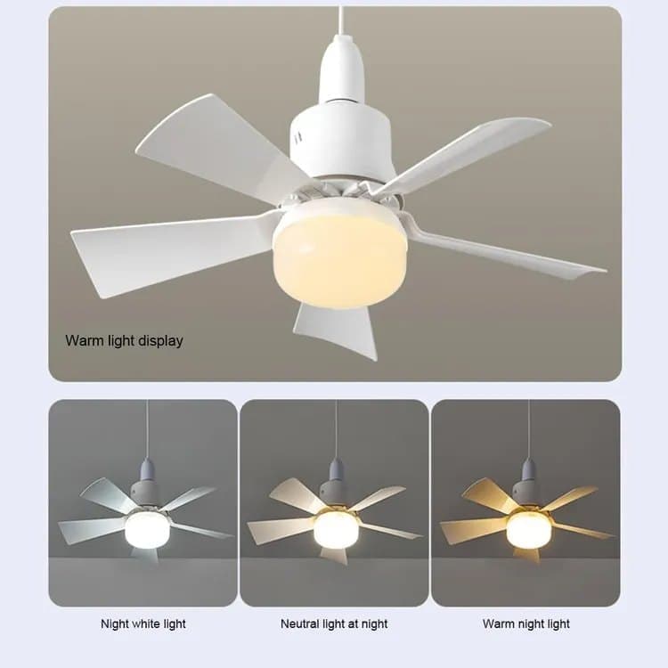 52 Inch LED Ceiling Fan with Remote Control, 3 Speeds and 3 Light Colors, E27 Bulb Compatible, White - Image 7
