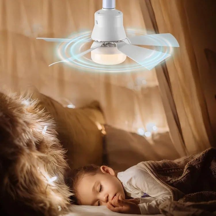 52 Inch LED Ceiling Fan with Remote Control, 3 Speeds and 3 Light Colors, E27 Bulb Compatible, White - Image 8