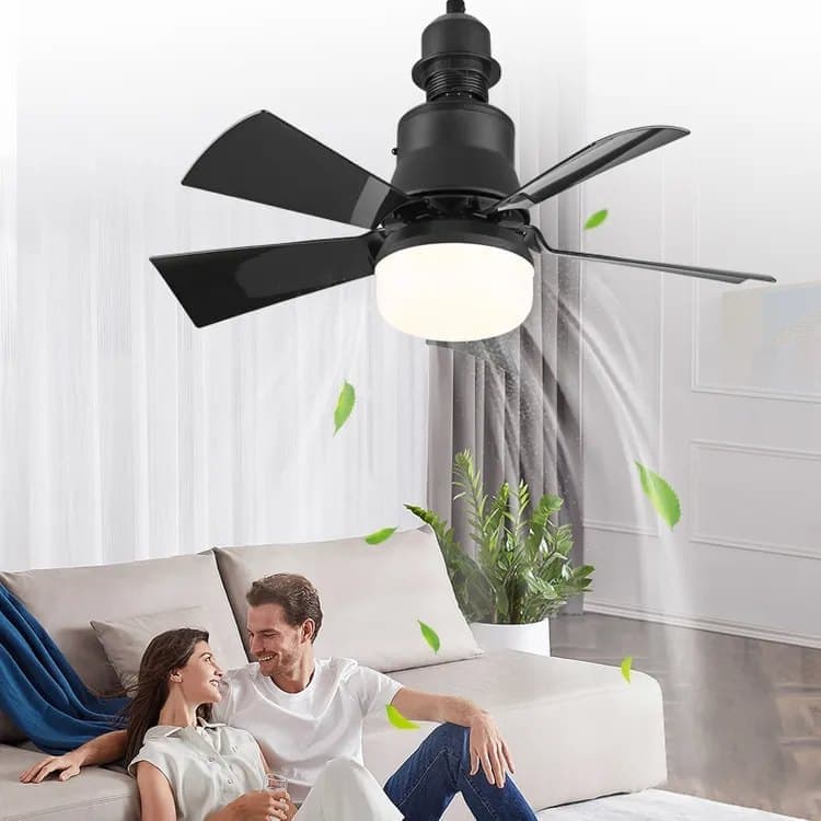 52 Inch Ceiling Fan with Remote Control, 3 Speeds, LED E27, 3 Light Colors, Black - Image 2