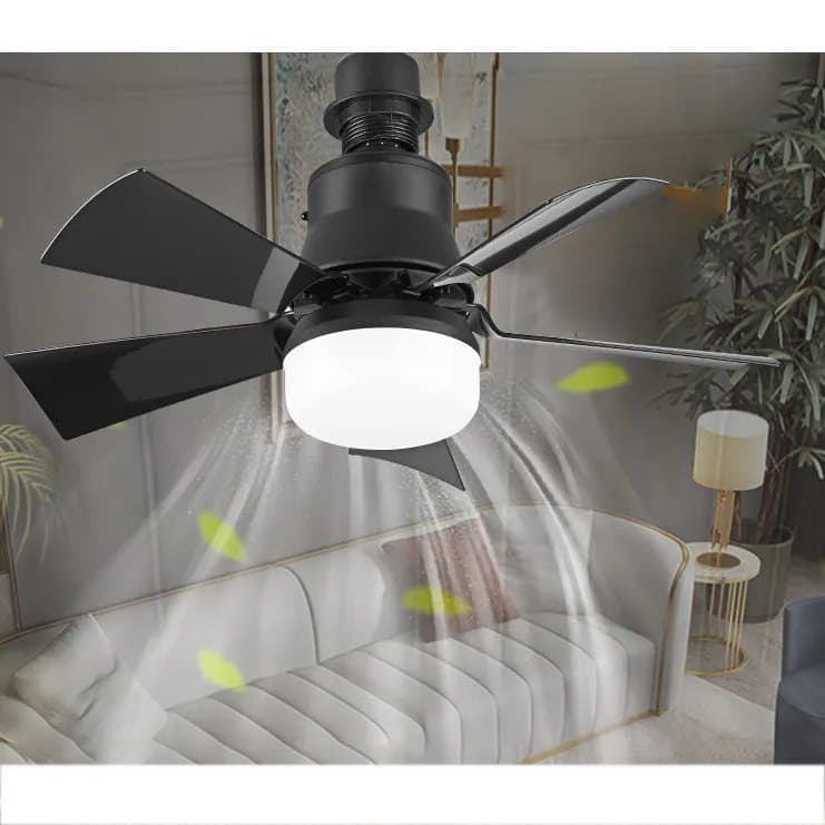 52 Inch Ceiling Fan with Remote Control, 3 Speeds, LED E27, 3 Light Colors, Black - Image 5