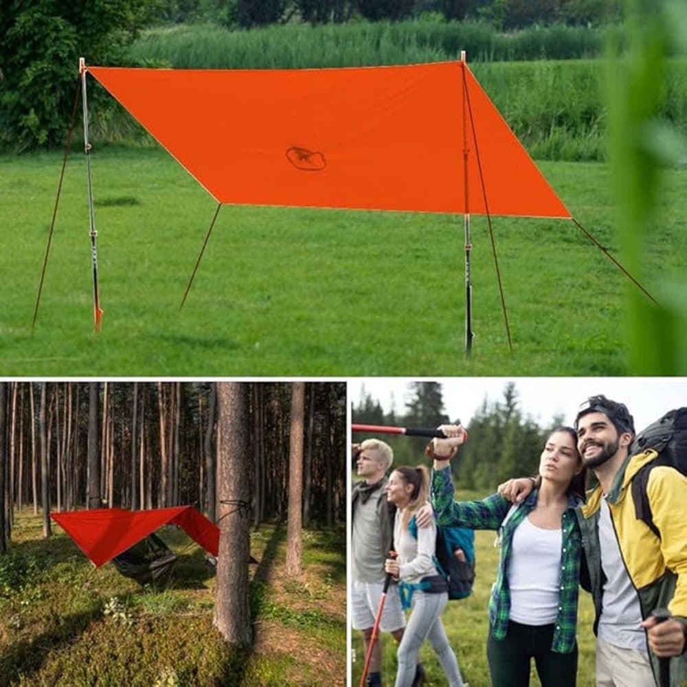 Breathable Waterproof 3-in-1 Rain Jacket Poncho with Hood for Outdoor Activities, Orange - Image 5