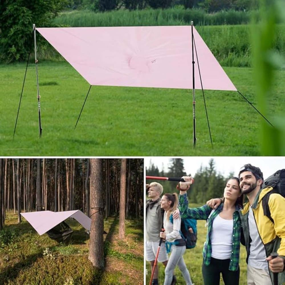 3-in-1 Multifunctional Waterproof Rain Jacket Poncho with Hood, Breathable Raincoat Pink - Image 4