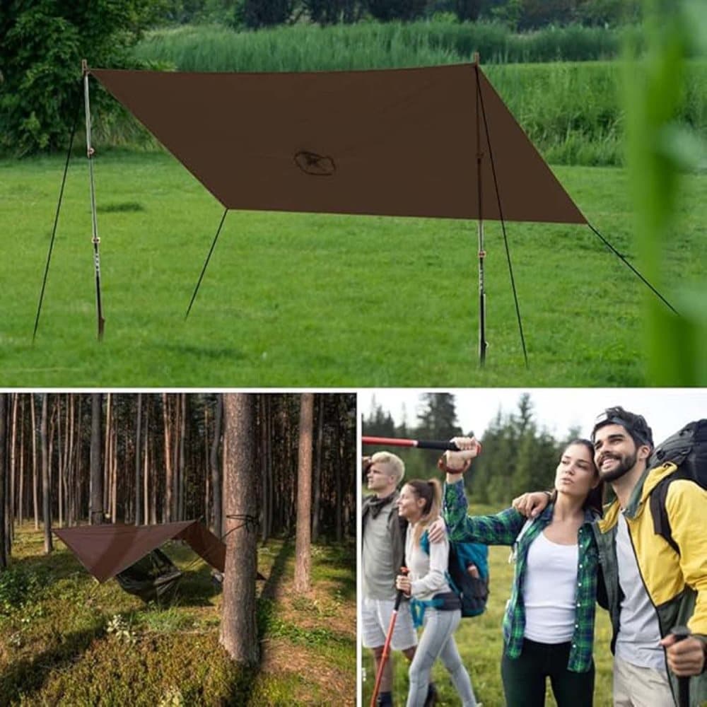 3-in-1 Waterproof Rain Jacket Poncho with Hood, Breathable for Outdoor Activities, Brown - Image 6