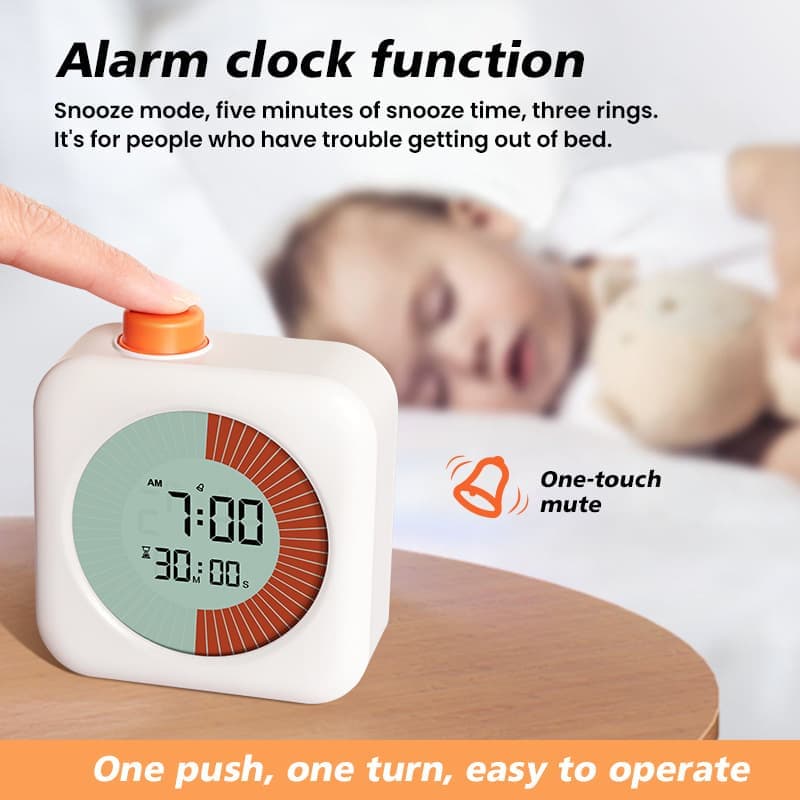 Digital Visual Timer 3-in-1 Clock Alarm Countdown for Kids and Home, Pink, 60 Min - Image 4
