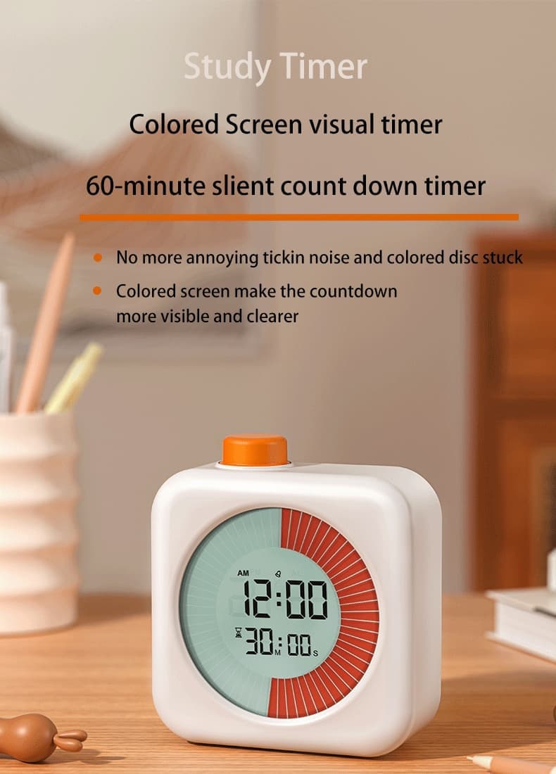 Digital Visual Timer 3-in-1 Clock Alarm Countdown for Kids and Home, Pink, 60 Min - Image 6