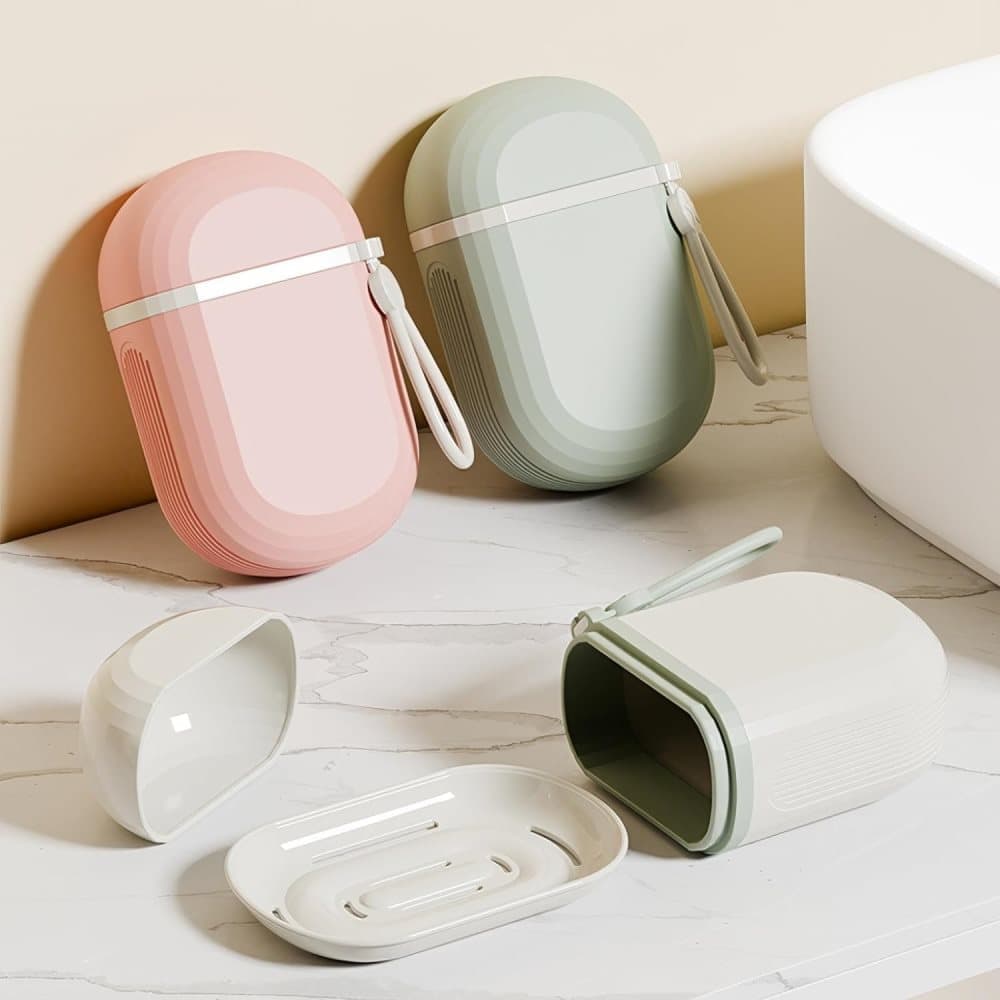 2-Pack Portable Soap Dish with Drainage Grid and Handle, Waterproof Travel Soap Holder for Outdoor Activities - Image 4