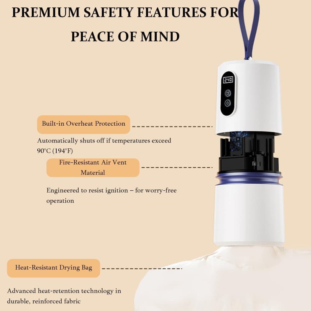 Portable dryer 360° hot air with drying bag, quiet operation, 30-240 minute timer, perfect for travel - Image 3