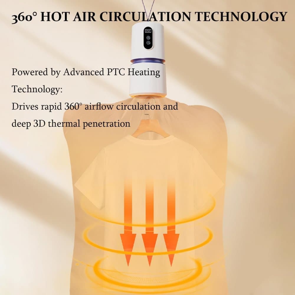 Portable dryer 360° hot air with drying bag, quiet operation, 30-240 minute timer, perfect for travel - Image 7