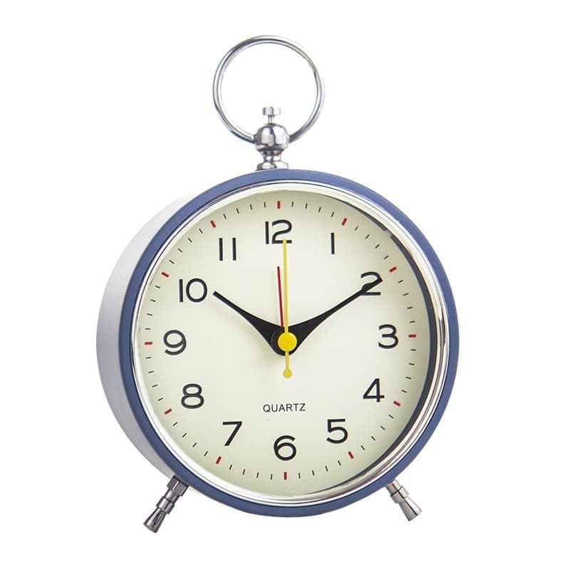 Silent Analog Alarm Clock with Snooze Button, Retro Design and Lighting, 16x11 cm, Blue - Image 1