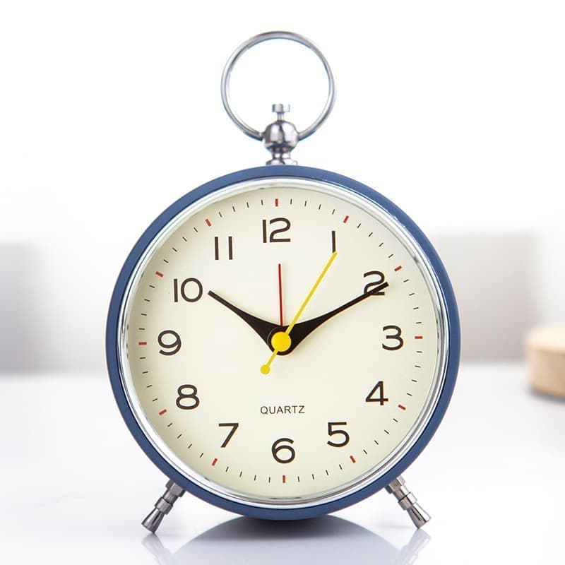 Silent Analog Alarm Clock with Snooze Button, Retro Design and Lighting, 16x11 cm, Blue - Image 2