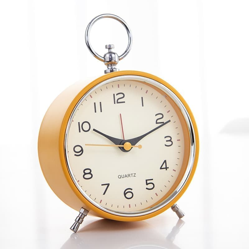 Silent Analog Alarm Clock with Snooze Button, Retro Design and Lighting, 16x11 cm, Orange - Image 3