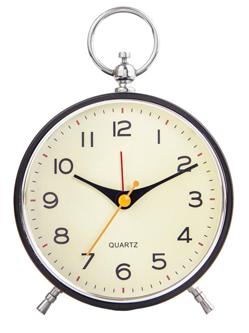Silent Analog Alarm Clock with Snooze Button, Black, 16x11 cm - Image 1