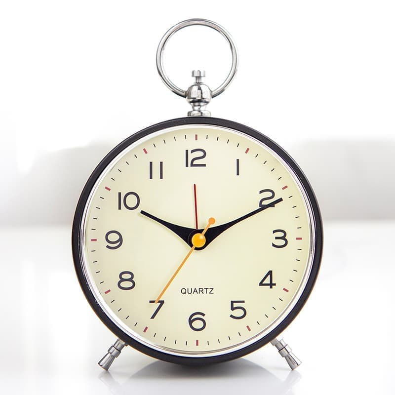 Silent Analog Alarm Clock with Snooze Button, Black, 16x11 cm - Image 2