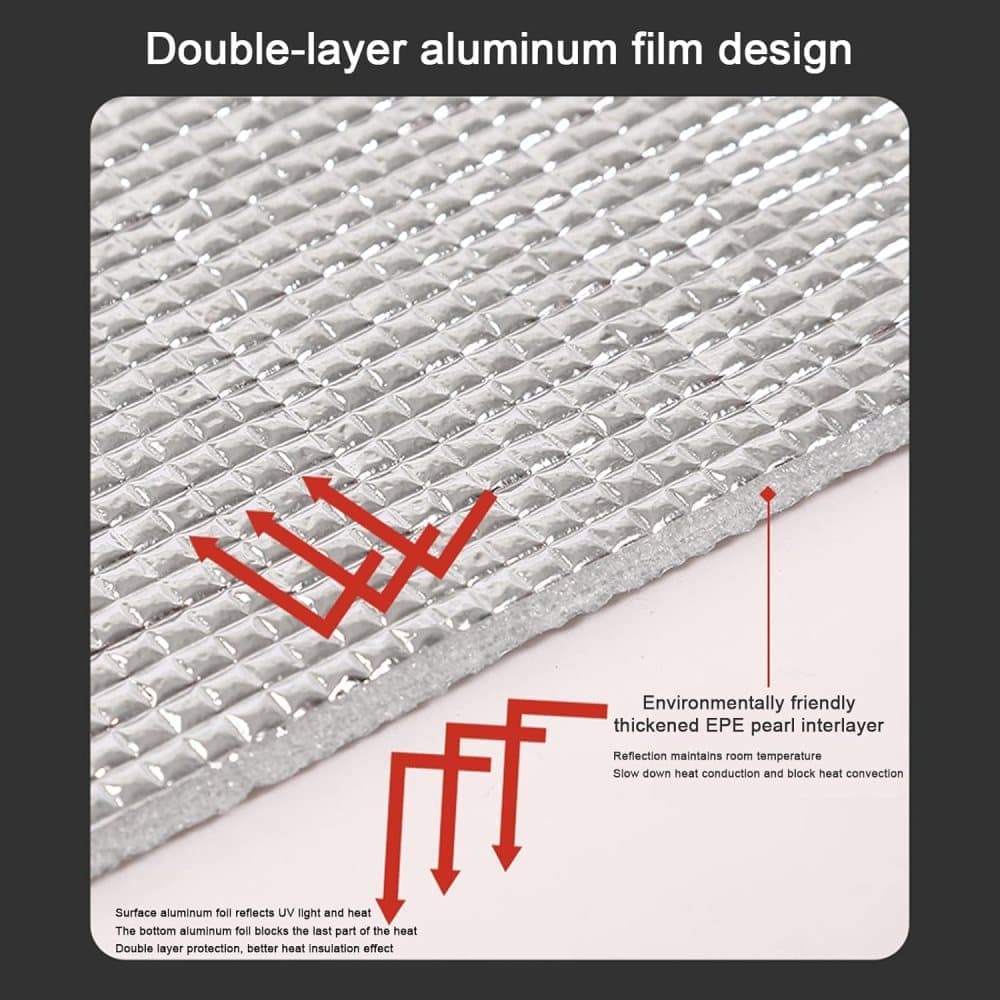 50x100cm Aluminum Foil Sun Protection Film, Self-Adhesive Thermal Insulation UV Privacy Film for Windows, Balcony, Conservatories, Black - Image 3
