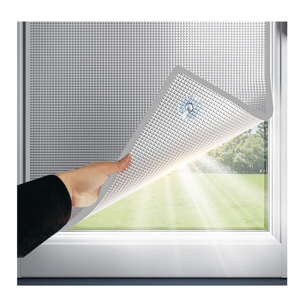 50x100cm Aluminum Foil Sun Protection Film, Self-Adhesive Thermal Insulation UV Privacy Protection for Balcony Windows Conservatories, Gray - Image 1