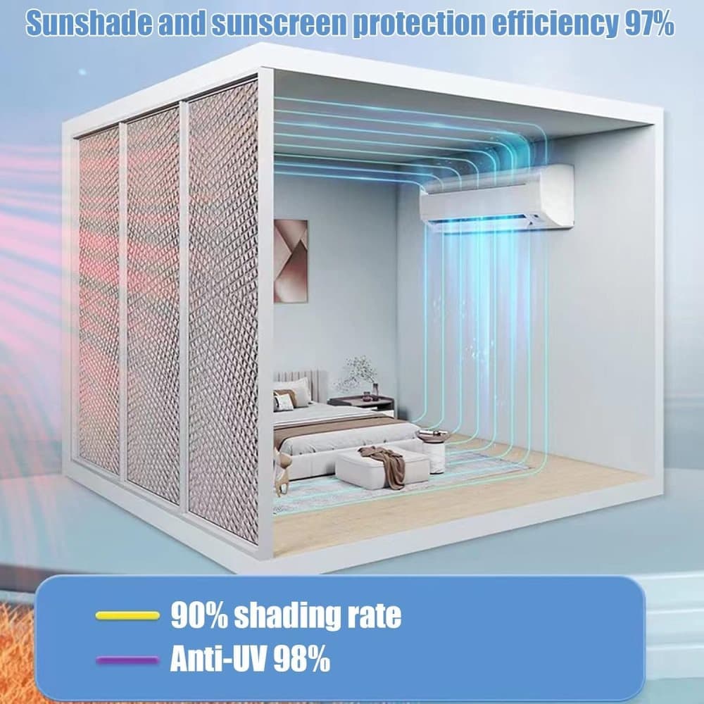 50x100cm Aluminum Foil Sun Protection Film, Self-Adhesive Thermal Insulation UV Privacy Protection for Balcony Windows Conservatories, Gray - Image 5
