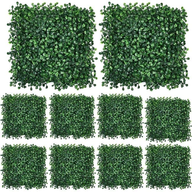 10-Pack Artificial Grass Panels 25x25 cm for Garden Party Wall Decor, Compatible with Outdoor - Image 1