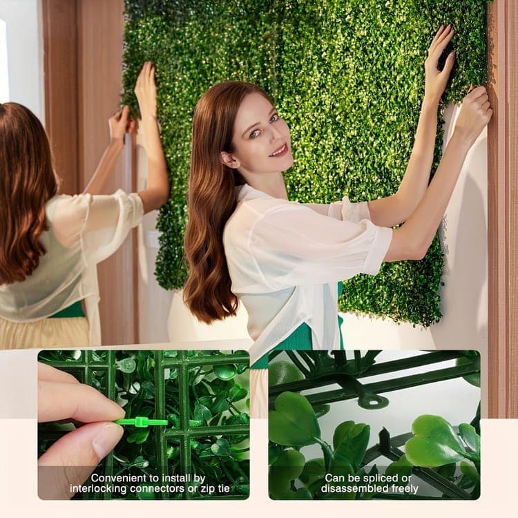 10-Pack Artificial Grass Panels 25x25 cm for Garden Party Wall Decor, Compatible with Outdoor - Image 6