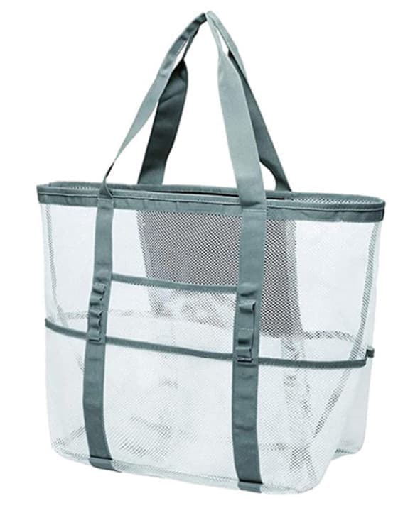 Foldable Mesh Beach Bag with 6 Pockets, Family Picnic Bag, Gray, One Size - Image 1