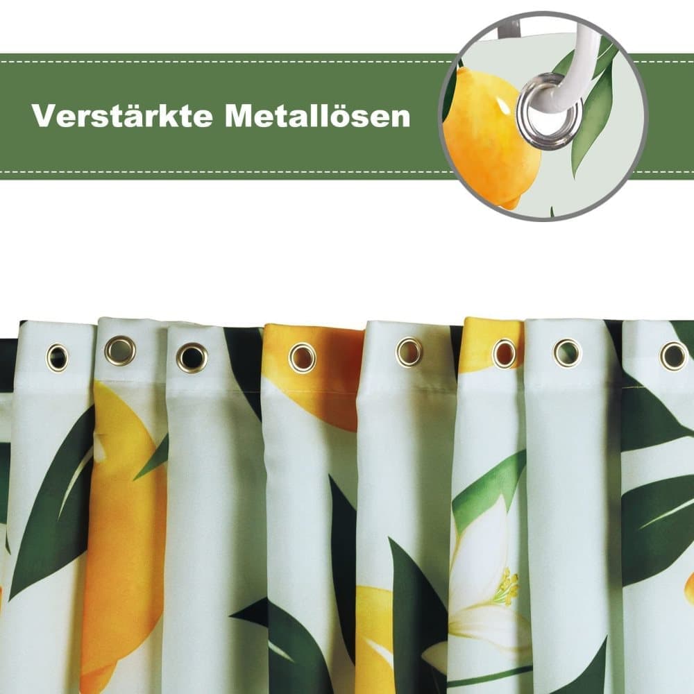 3D Fruit Shower Curtain Waterproof Mold Resistant with 12 Hooks, Yellow, 70x72 inches - Image 4