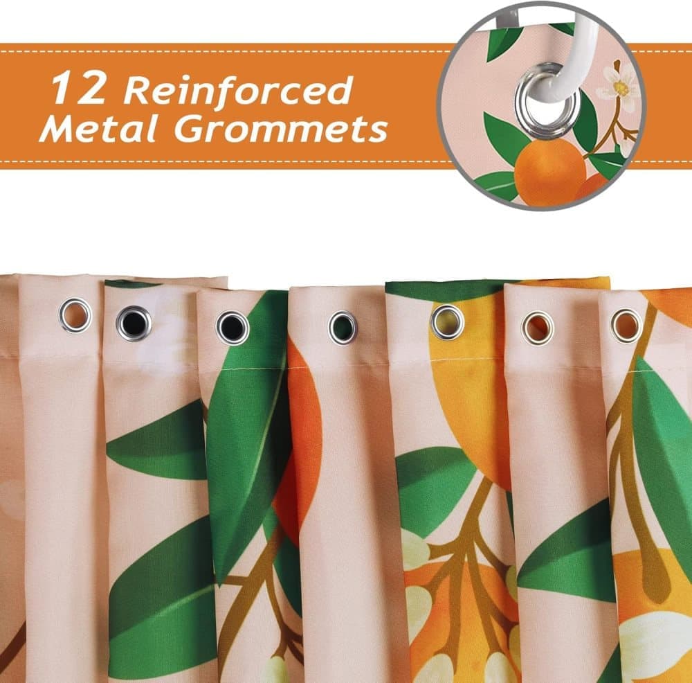 3D Fruit Shower Curtain Waterproof Mold Resistant with 12 Hooks, 70x72 inches, Orange - Image 4