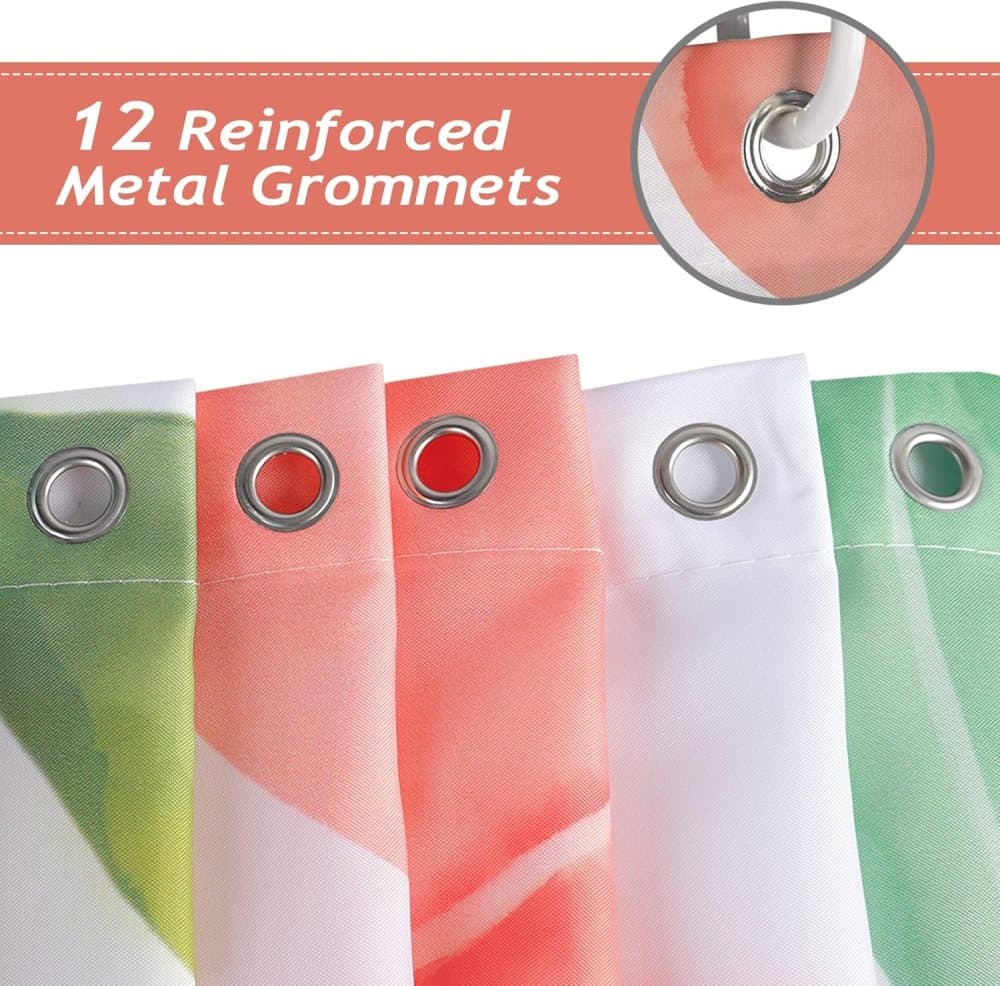 70x72 inches Shower Curtain 3D Fruit Motif Waterproof Mold Resistant with 12 Hooks, Pink - Image 4