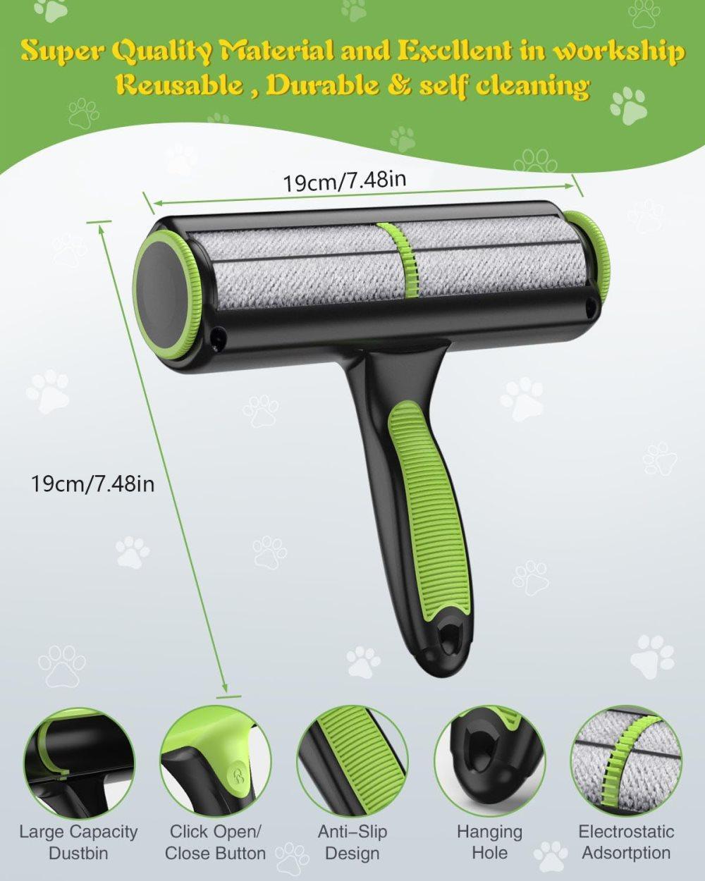 Reusable Pet Fur Remover Roller for Dog and Cat Hair, White, Compatible with Bed Sofa Carpet - Image 2