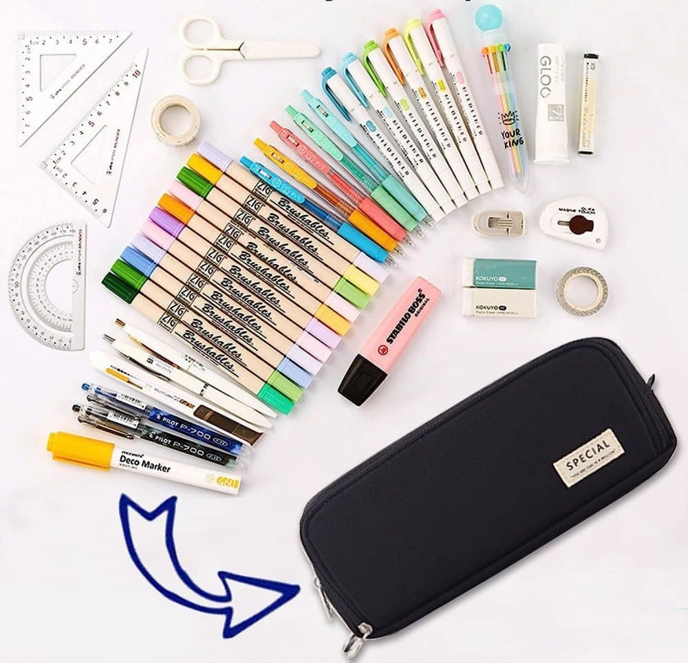 Pink 3 Compartment Pencil Case for School, Multifunctional Pencil Bag for Pencils - Image 5