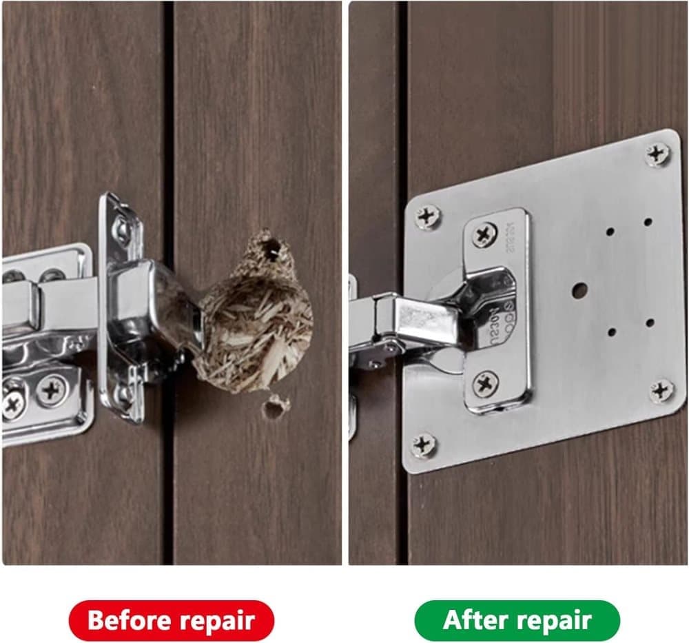 12 pcs Stainless Steel Hinge Repair Plate for Furniture Cabinet Hinges, 9x9 cm, Silver - Image 4